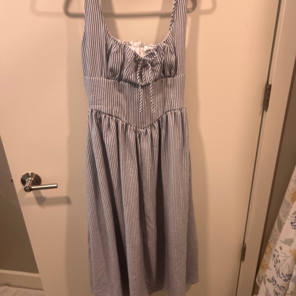 Drop Waist Navy and White Striped Dress